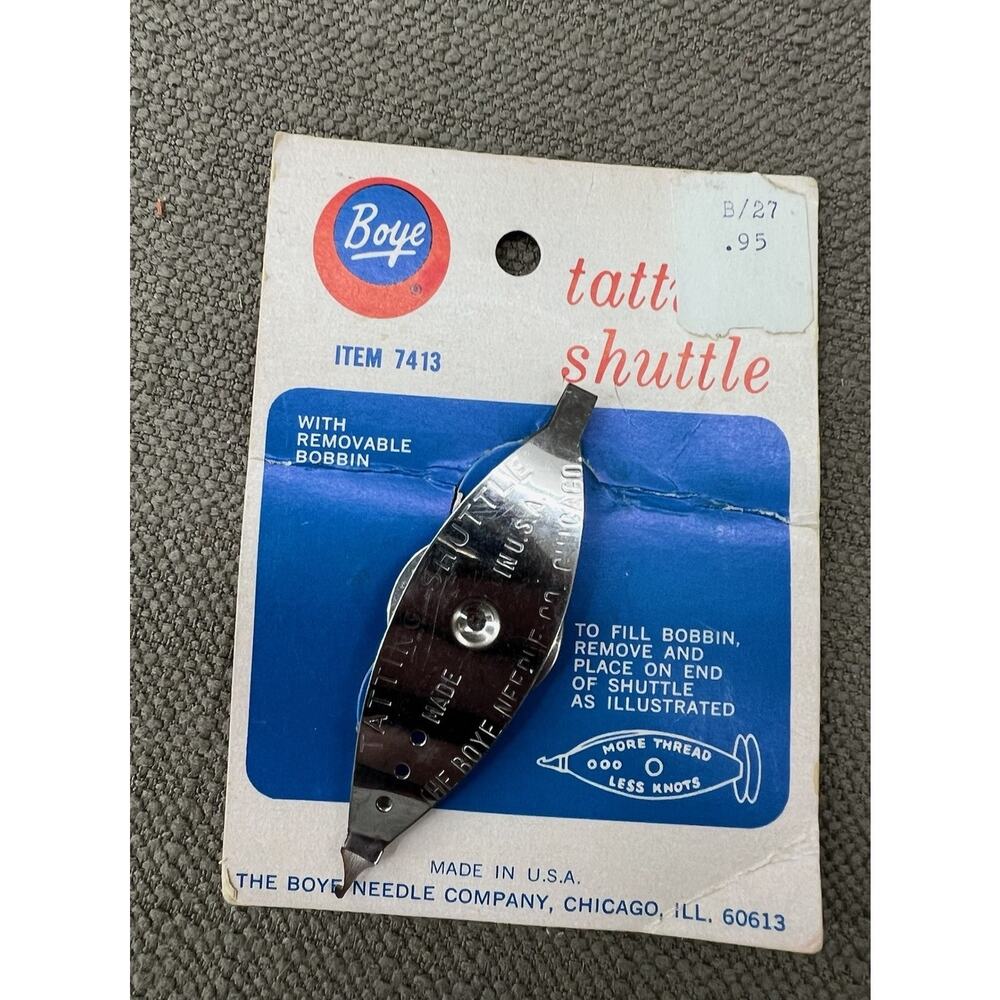 Vintage Boye Tatting Shuttle Removable Bobbin NOS Craft Tool Crochet Crafting